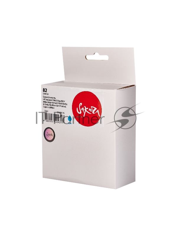 Струйный картридж Sakura C4911A (№82 Cyan) для HP, голубой, 72 мл.