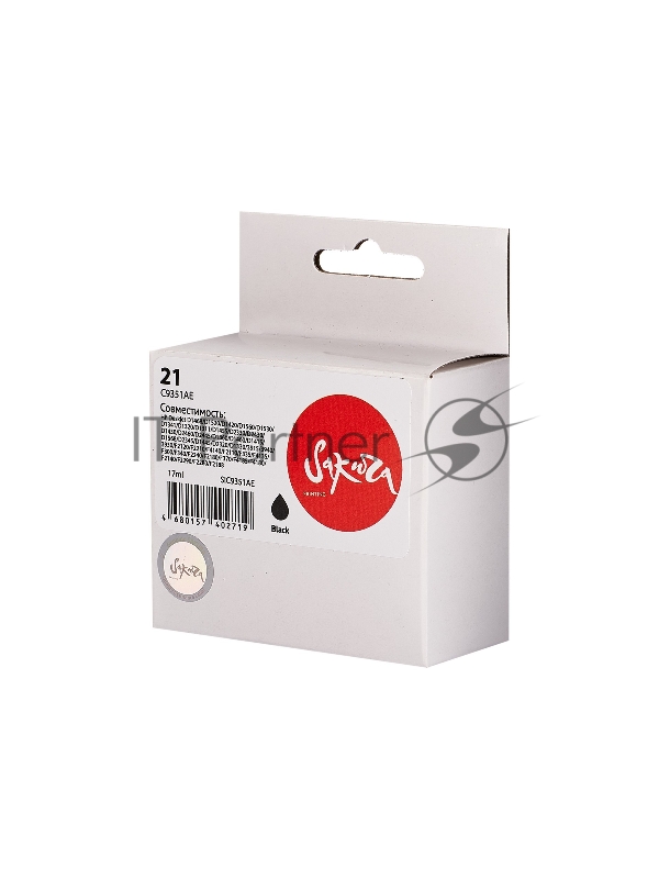 Струйный картридж Sakura C9351AE (№21 Black) для HP, черный, 17 мл., 260 к.