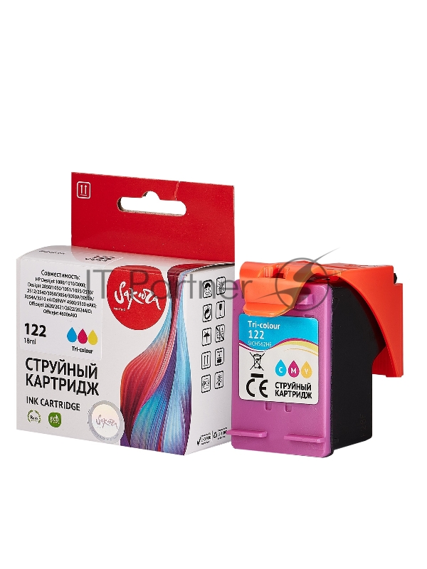 Струйный картридж Sakura CH562HE (№122 Tri-colour) для HP, триколор, 18 мл., 450 к.