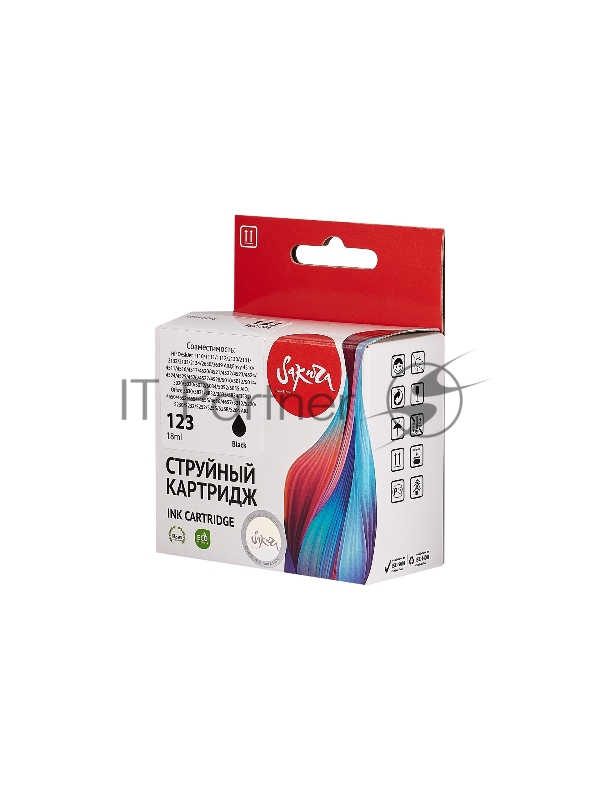 Струйный картридж Sakura F6V17AE (№123 Black) для HP, черный, 18 мл., 600 к.