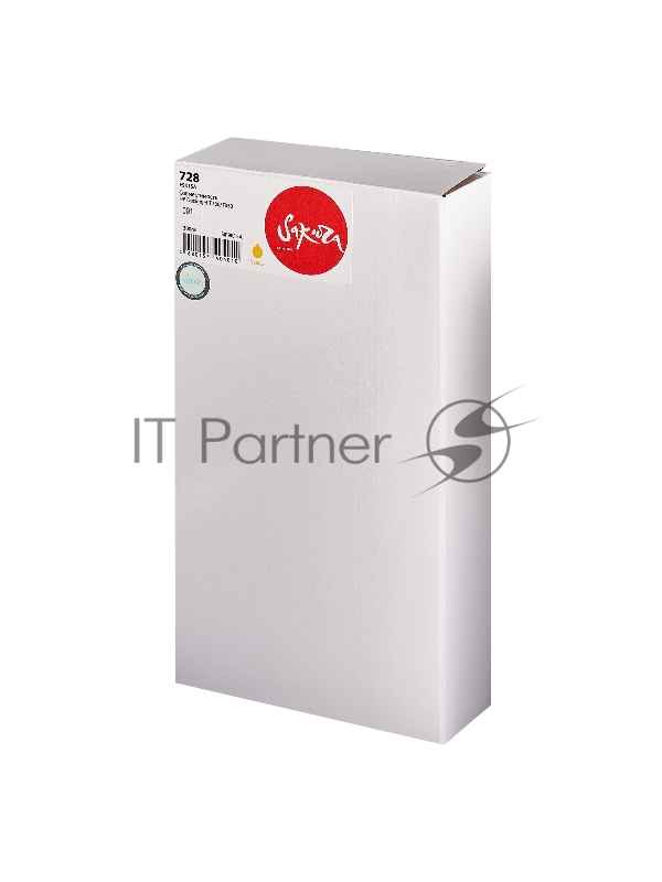 Струйный картридж Sakura F9K15A (№728 Yellow) для HP, желтый, 300 мл.