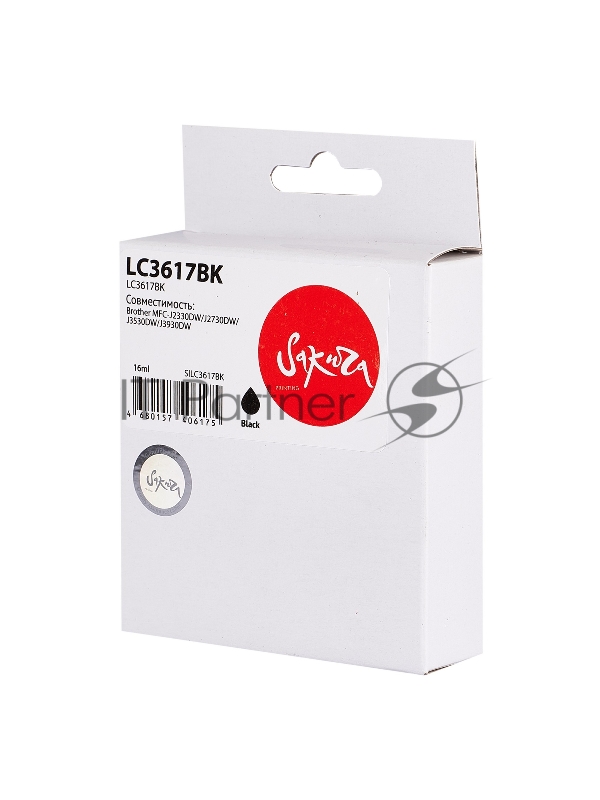 Струйный картридж Sakura LC3617BK для Brother, черный, 16 мл., 550 к.