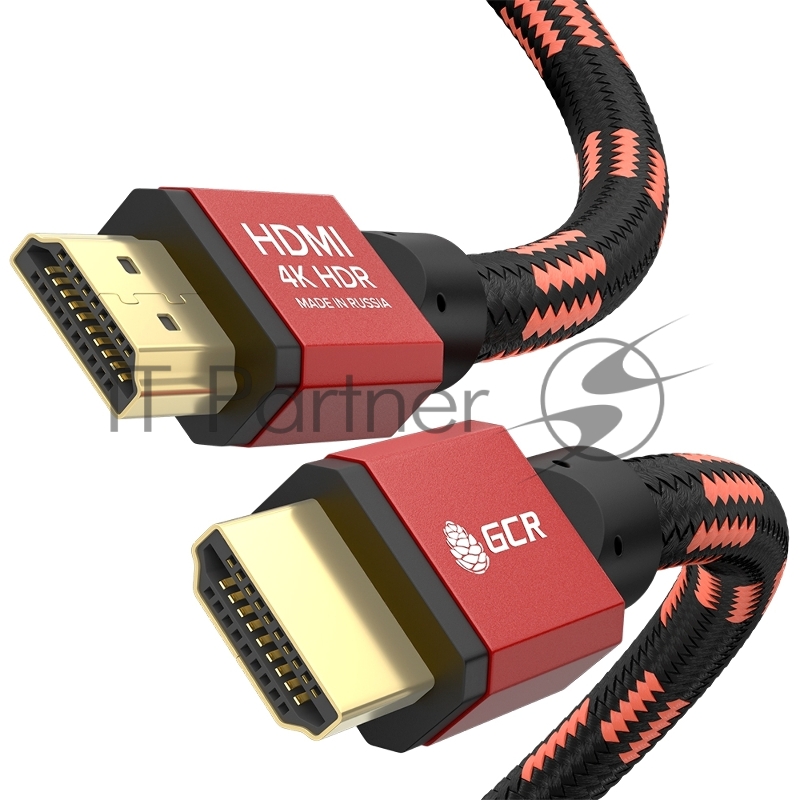 Кабель GCR PROF 2.0m HDMI 2.0, BICOLOR ECO Soft капрон, AL корпус красный, HDR 4:2:2, Ultra HD, 4K 60 fps 60Hz/5K*30Hz, 3D, AUDIO, 18.0 Гбит/с, 28AWG, GCR-54508