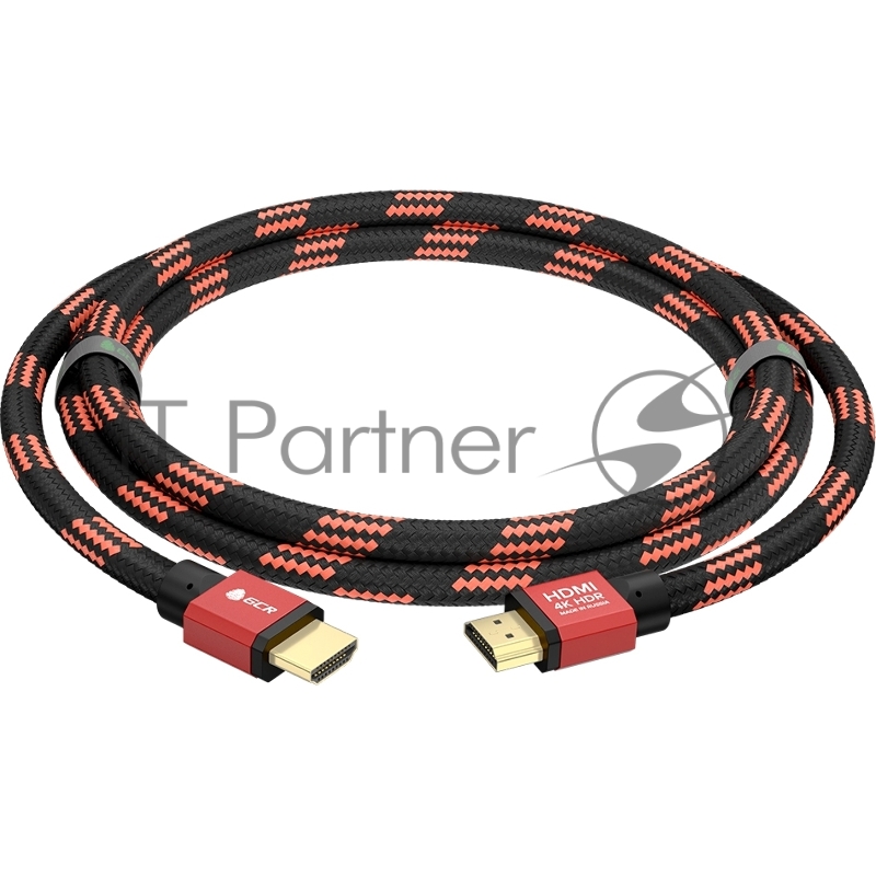 Кабель GCR PROF 2.0m HDMI 2.0, BICOLOR ECO Soft капрон, AL корпус красный, HDR 4:2:2, Ultra HD, 4K 60 fps 60Hz/5K*30Hz, 3D, AUDIO, 18.0 Гбит/с, 28AWG, GCR-54508