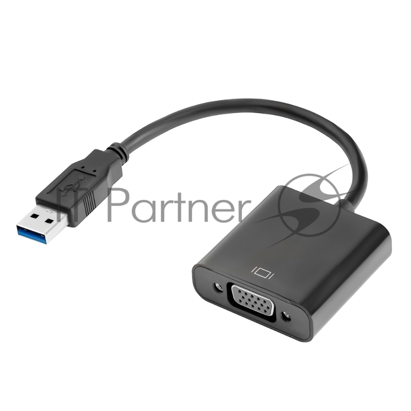 Конвертер-переходник GCR USB 3.0 AM > VGA 15F, черный, GCR-U32VGA2B