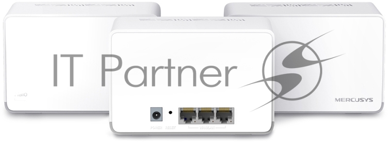 Домашняя Mesh Wi‑Fi система AX1800 Whole Home Mesh Wi-Fi 6 SystemSPEED: 574 Mbps at 2.4 GHz + 1201 Mbps at 5 GHzSPEC: Internal Antennas, 3× Gigabit Ports per Unit (WAN/LAN auto-sensing), 1024-QAM, OFDMAFEATURE: MERCUSYS APP, Router/AP Mode, One Unifi