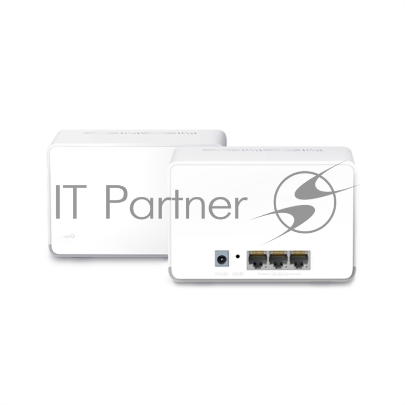 Домашняя Mesh Wi‑Fi система AX1800 Whole Home Mesh Wi-Fi 6 SystemSPEED: 574 Mbps at 2.4 GHz + 1201 Mbps at 5 GHzSPEC: Internal Antennas, 3× Gigabit Ports per Unit (WAN/LAN auto-sensing), 1024-QAM, OFDMAFEATURE: MERCUSYS APP, Router/AP Mode, One Unifi