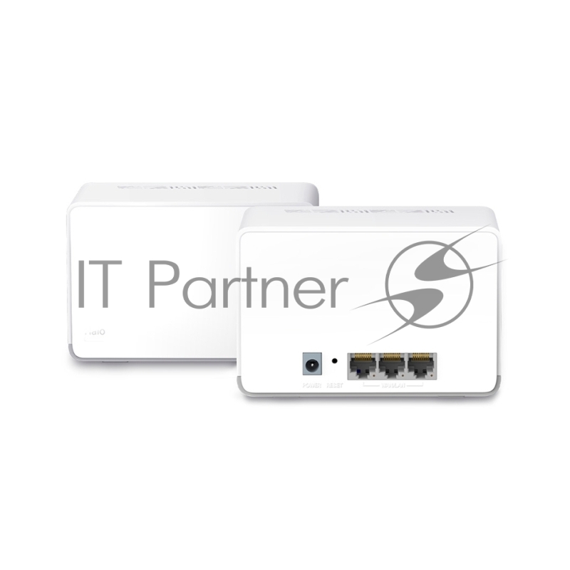 Домашняя Mesh Wi‑Fi система AX1800 Whole Home Mesh Wi-Fi 6 SystemSPEED: 574 Mbps at 2.4 GHz + 1201 Mbps at 5 GHzSPEC: Internal Antennas, 3× Gigabit Ports per Unit (WAN/LAN auto-sensing), 1024-QAM, OFDMAFEATURE: MERCUSYS APP, Router/AP Mode, One Unifi