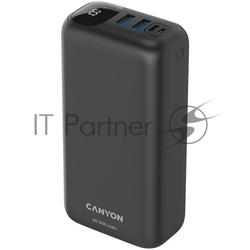 Внешний аккумулятор CANYON PB - 301 Power bank 30000mAh Li-poly battery, Input Micro: DC5V/2A, 9V/2A Input Type c PD : DC5V/3A, 9V/2A, Output Type C PD:5V/3A,9V/2.2A,12V/1.5AOutput USB A1+USBA 2 : 5V3A,5V/4.5A,4.5V/5A,9V2A,12V1 quick chargi
