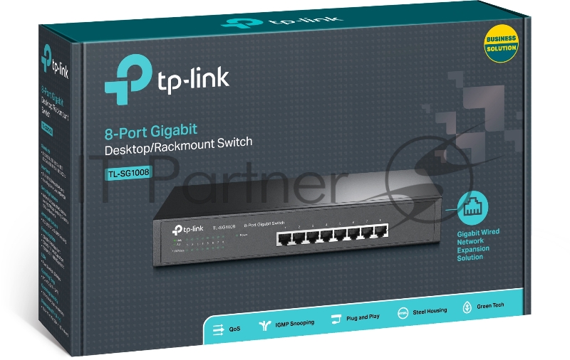Сетевое оборудование TP-LINK SMB TL-SG1008 Коммутатор 8-port Gigabit Switch, 1U rack-mountable steel case
