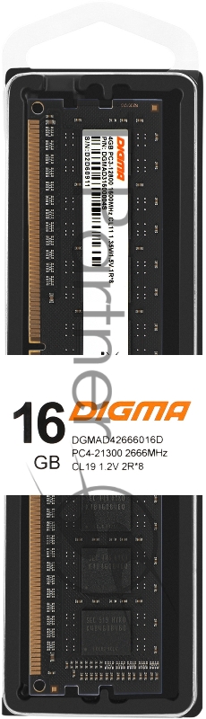 Память DDR4 16Gb 2666MHz Digma DGMAD42666016D RTL PC4-21300 CL19 DIMM 288-pin 1.2В dual rank