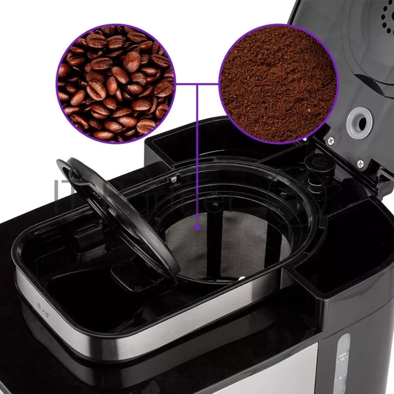 Кофемашина Kitfort КТ-781 1050Вт нержавеющая сталь/черный