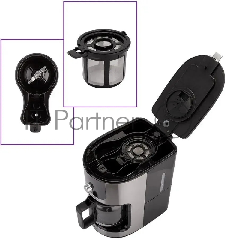 Кофемашина Kitfort КТ-782 1050Вт нержавеющая сталь/черный