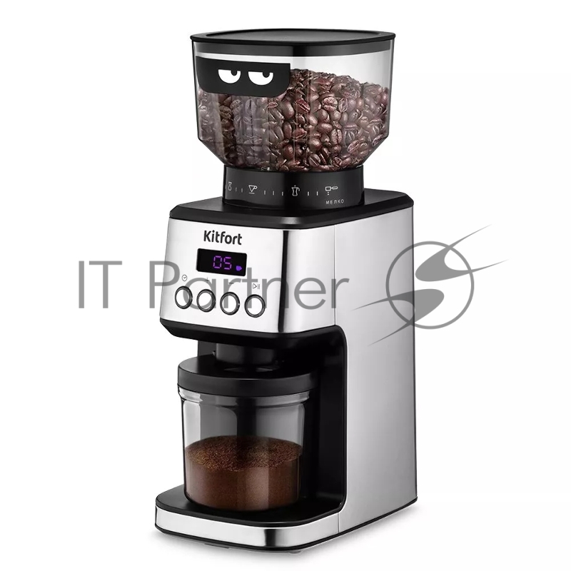 Кофемолка Kitfort КТ-790 180Вт сист.помол.:жернова вместим.:320гр нержавеющая сталь/черный