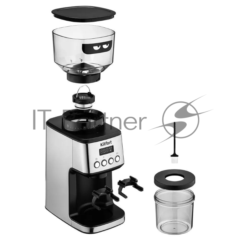 Кофемолка Kitfort КТ-790 180Вт сист.помол.:жернова вместим.:320гр нержавеющая сталь/черный