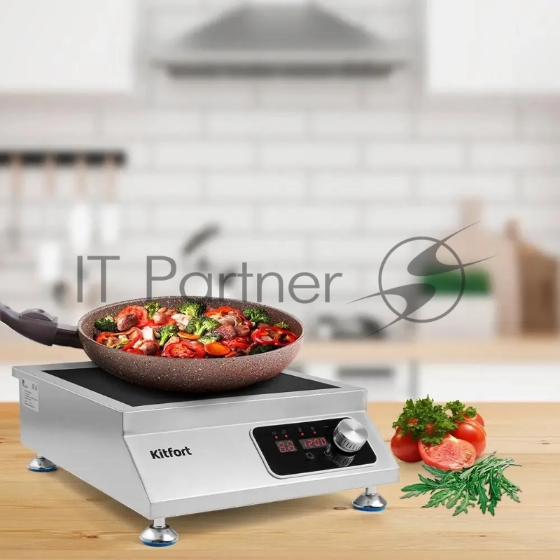 Плита Индукционная Kitfort КТ-143 серебристый/черный стеклокерамика (настольная)