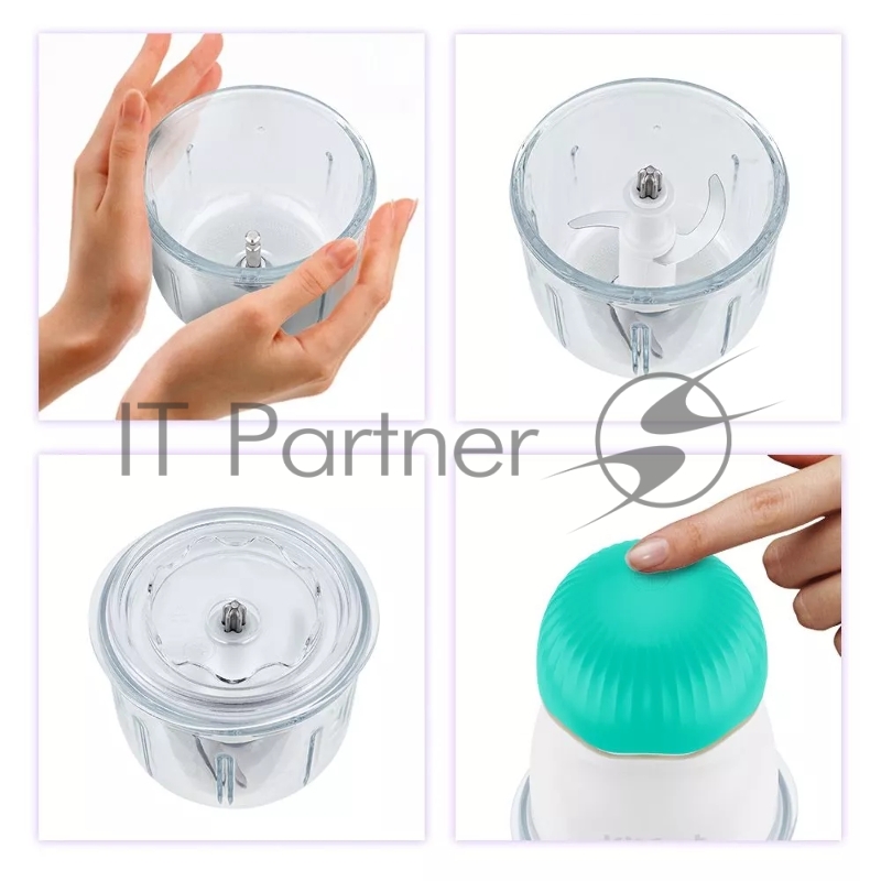 Измельчитель электрический Kitfort КТ-3064-3 0.3л. 150Вт бирюзовый/белый