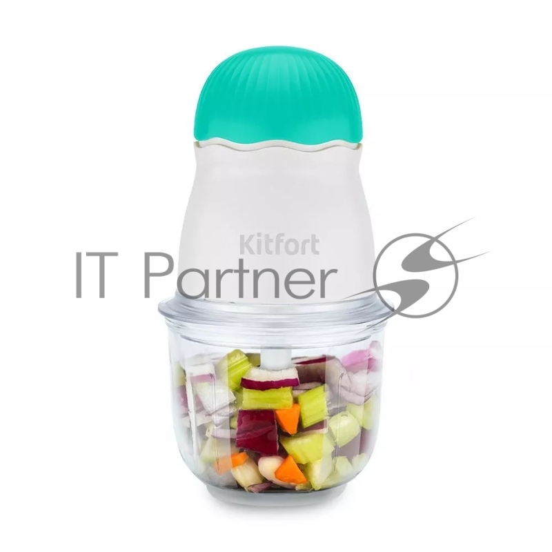 Измельчитель электрический Kitfort КТ-3064-3 0.3л. 150Вт бирюзовый/белый