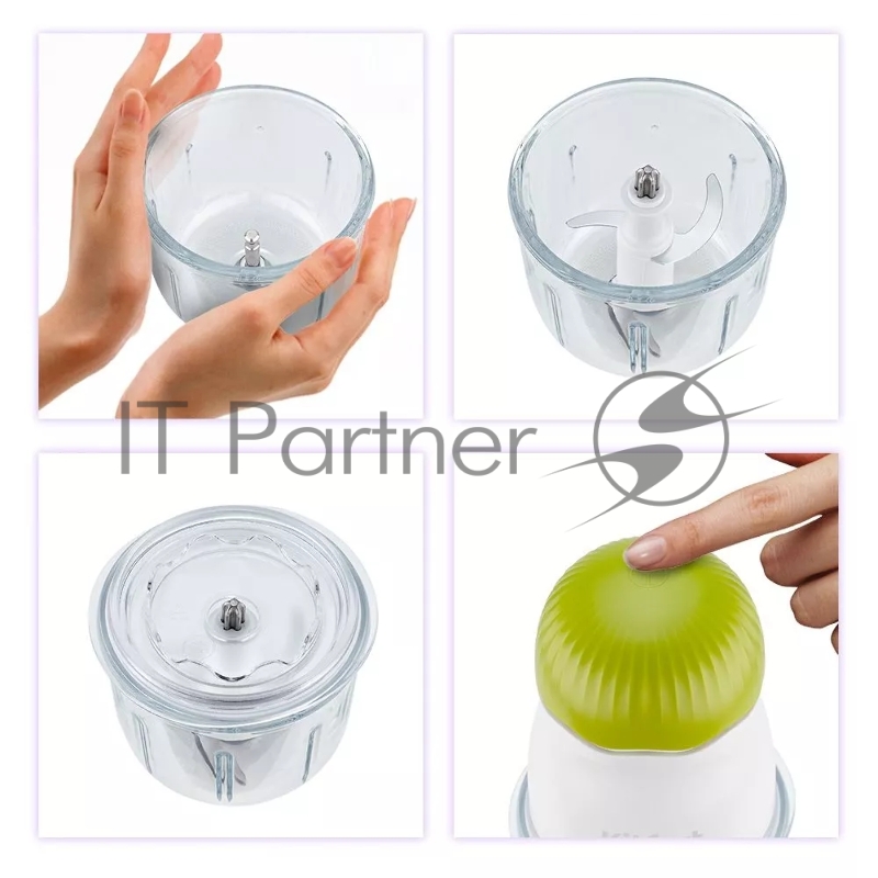 Измельчитель электрический Kitfort КТ-3064-2 0.3л. 150Вт салатовый/белый