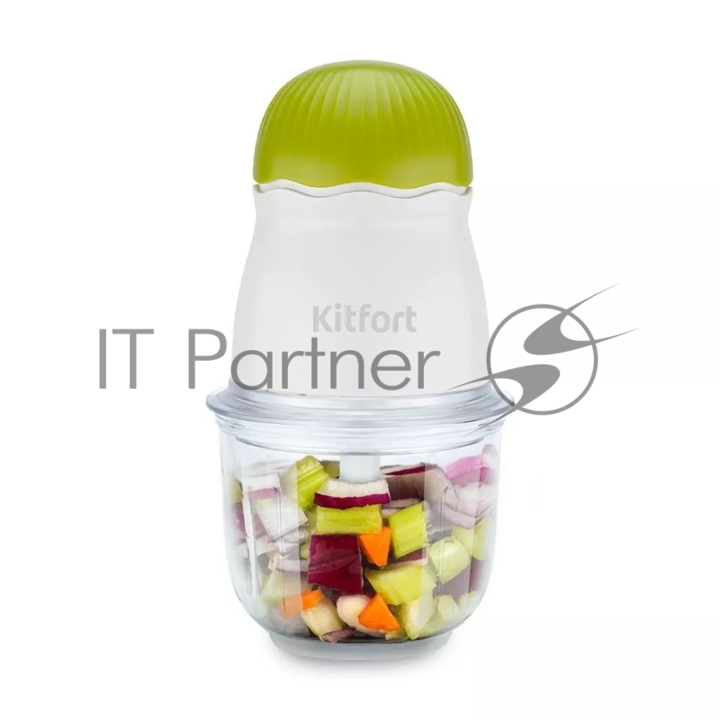 Измельчитель электрический Kitfort КТ-3064-2 0.3л. 150Вт салатовый/белый