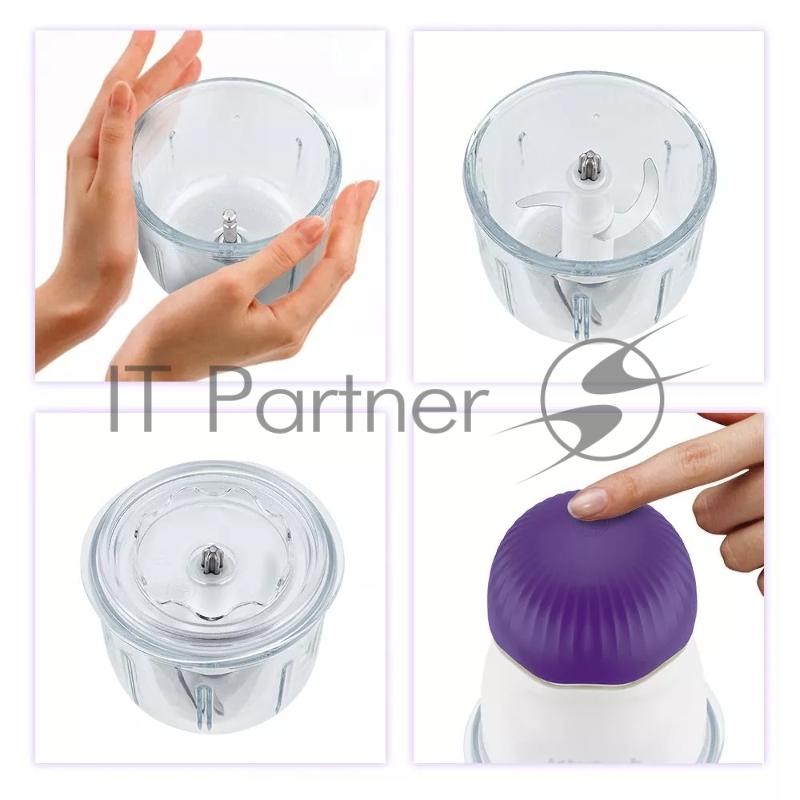 Измельчитель электрический Kitfort КТ-3064-1 0.3л. 150Вт фиолетовый/белый