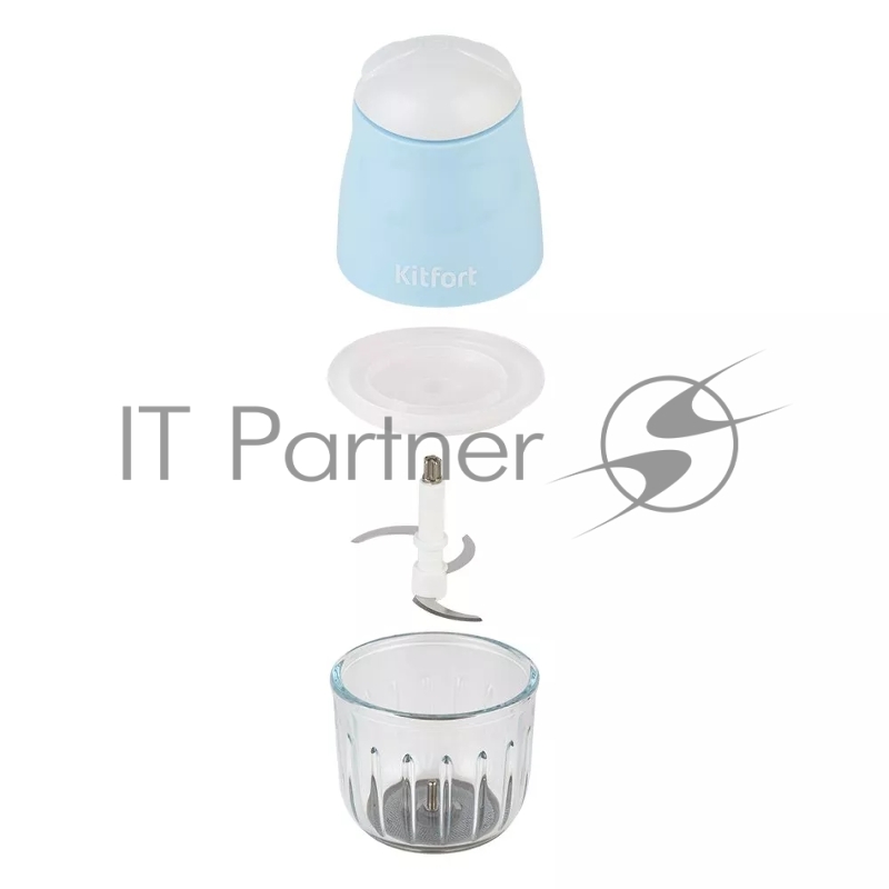 Измельчитель электрический Kitfort КТ-3092 0.3л. 200Вт голубой/белый