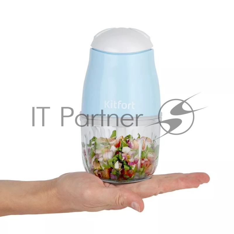 Измельчитель электрический Kitfort КТ-3092 0.3л. 200Вт голубой/белый