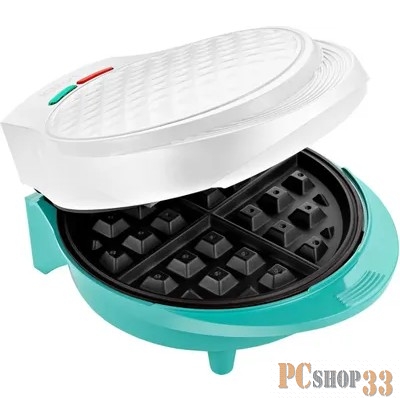 Вафельница Kitfort КТ-1667 1000Вт белый/бирюзовый