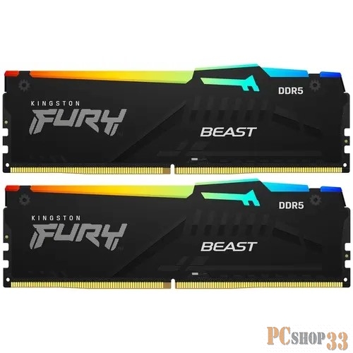 Оперативная память 16GB Kingston DDR5 5600 DIMM FURY Beast RGB XMP Gaming Memory KF556C40BBAK2-16 Non-ECC, CL40, 1.25V, (Kit of 2) 1RX16 40-40-40 288-pin 16Gbit, RTL