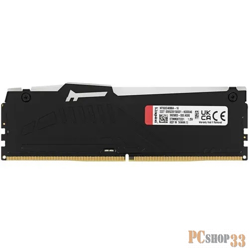 Оперативная память 16GB Kingston DDR5 5200 DIMM FURY Beast Black XMP Gaming Memory KF552C40BBA-16 Non-ECC, CL40, 1.25V, 1RX8 40-40-40 288-pin 16Gbit, RTL