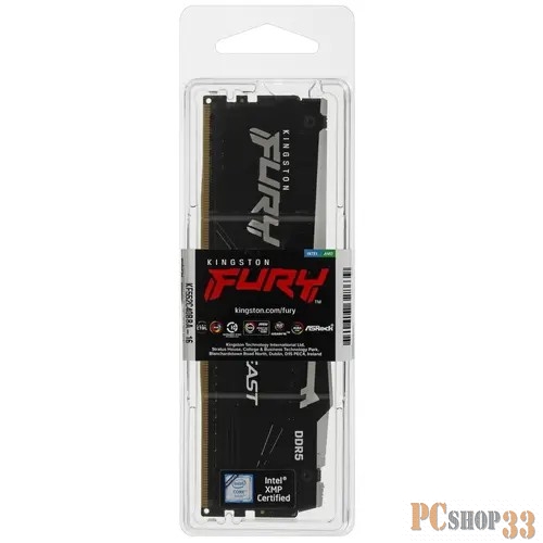 Оперативная память 16GB Kingston DDR5 5200 DIMM FURY Beast Black XMP Gaming Memory KF552C40BBA-16 Non-ECC, CL40, 1.25V, 1RX8 40-40-40 288-pin 16Gbit, RTL