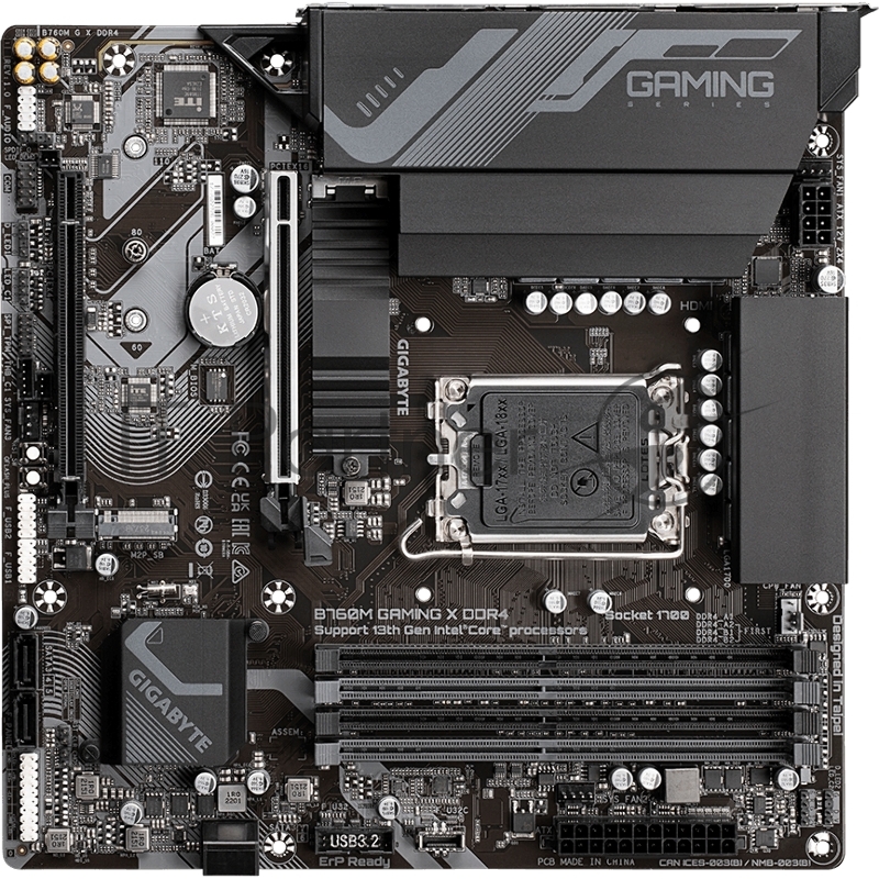 Материнская плата Gigabyte B760M GAMING X DDR4 Soc-1700 Intel B760 4xDDR4 mATX AC`97 8ch(7.1) 2.5Gg RAID+HDMI+DP