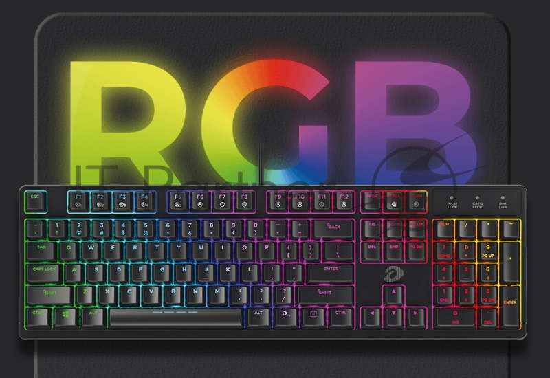 Клавиатура проводная Dareu EK1280s Black (черный), подсветка Rainbow, D-свитчи Red, раскладка клавиатуры ENG/RUS