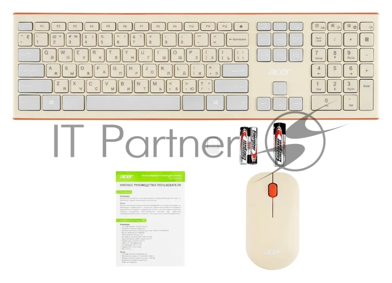 Клавиатура + мышь Acer OCC200 клав:бежевый мышь:бежевый USB беспроводная slim Multimedia