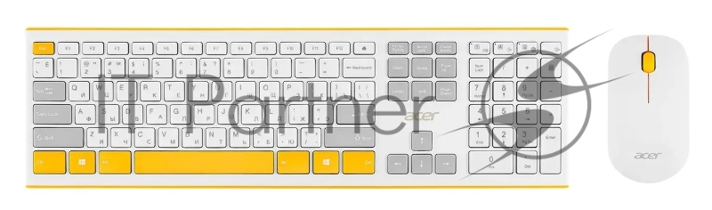 Клавиатура + мышь Acer OCC200 клав:жёлтый мышь:жёлтый USB беспроводная slim Multimedia