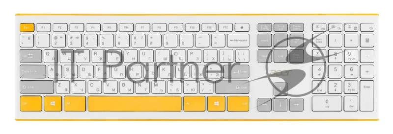 Клавиатура + мышь Acer OCC200 клав:жёлтый мышь:жёлтый USB беспроводная slim Multimedia