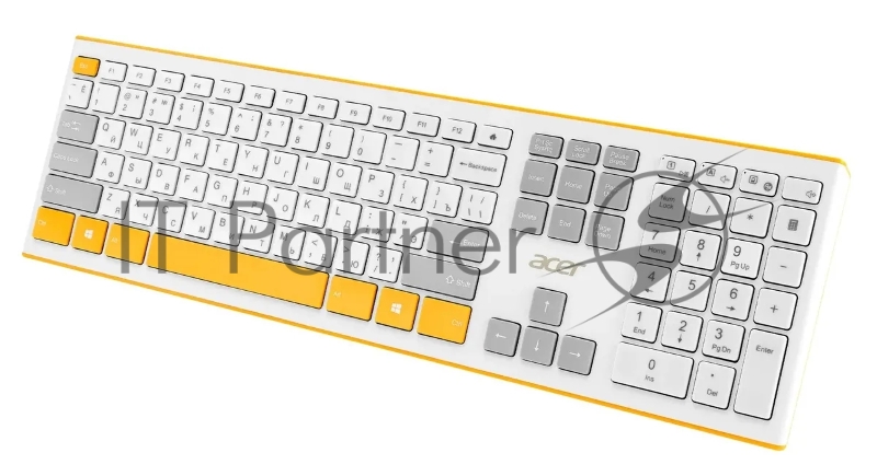 Клавиатура + мышь Acer OCC200 клав:жёлтый мышь:жёлтый USB беспроводная slim Multimedia