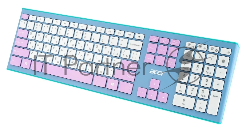 Клавиатура + мышь Acer OCC200 клав:зелёный/фиолетовый мышь:зелёный/фиолетовый USB беспроводная slim Multimedia