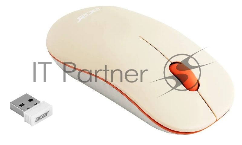 Мышь Acer OMR200 бежевый оптическая (1200dpi) беспроводная USB для ноутбука (2but)