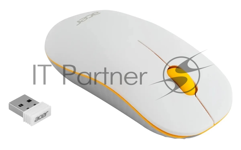 Мышь Acer OMR200 желтый оптическая (1200dpi) беспроводная USB для ноутбука (2but)