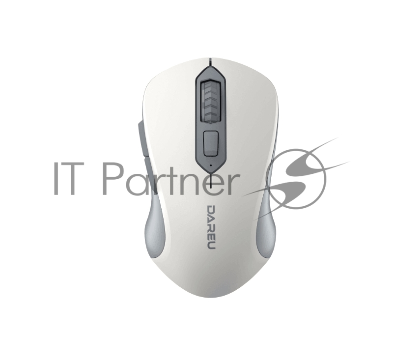 Мышь беспроводная Dareu LM115B Gray-White (серый/белый), DPI 800/1200/1600, подключение: ресивер 2.4GHz + Bluetooth, размер 107x59x38мм