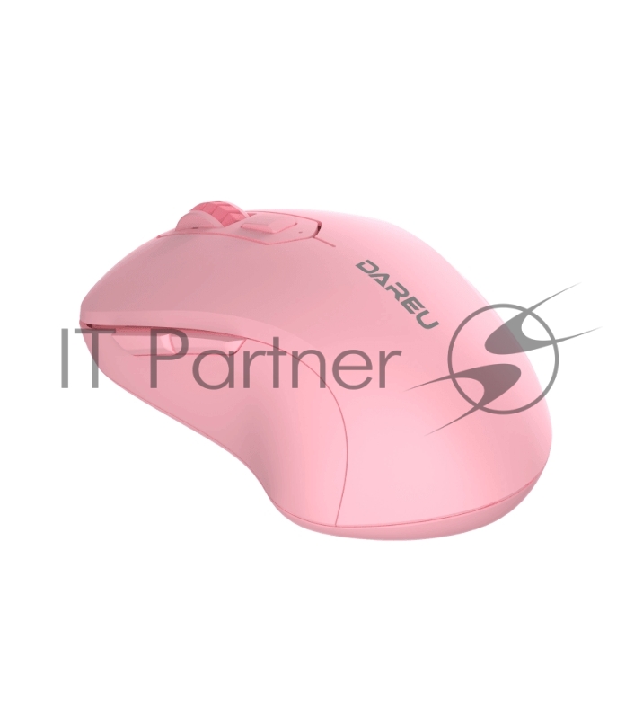 Мышь беспроводная Dareu LM115B Pink (розовый), DPI 800/1200/1600, подключение: ресивер 2.4GHz + Bluetooth, размер 107x59x38мм