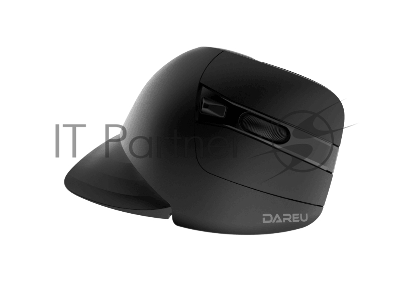 Мышь вертикальная беспроводная Dareu LM138G Full Black (полностью черная), DPI 800/1200(Default)/1600, ресивер 2.4GHz, размер 67.5x117x76мм