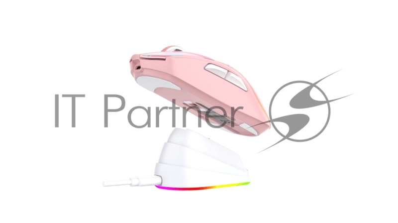 Мышь игровая беспроводная Dareu A950 Pink (розовый), DPI 400/800/1600/3200/6400/12000, подключение Tri-mode: проводное+2.4GHz+BT, встроенный аккумулятор 930mAh, зарядная станция, подсветка RGB, размер 123x64x39мм