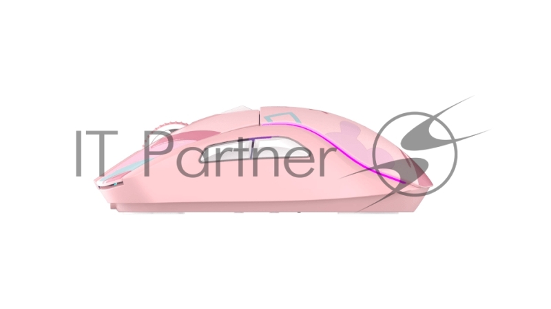 Мышь игровая беспроводная Dareu A950 Pink (розовый), DPI 400/800/1600/3200/6400/12000, подключение Tri-mode: проводное+2.4GHz+BT, встроенный аккумулятор 930mAh, зарядная станция, подсветка RGB, размер 123x64x39мм