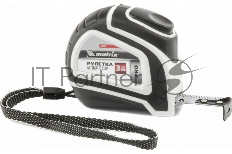 Рулетка MATRIX Autostop, 3 м х 16 мм двухкомпонентный корпус 32550