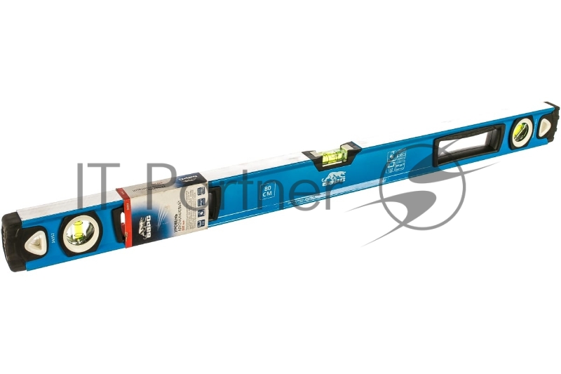 Уровень алюмин. двуручный, 800 мм, профиль 1,6 мм, фрезеров, ударопрочные заглушки, 3 глазка// Барс