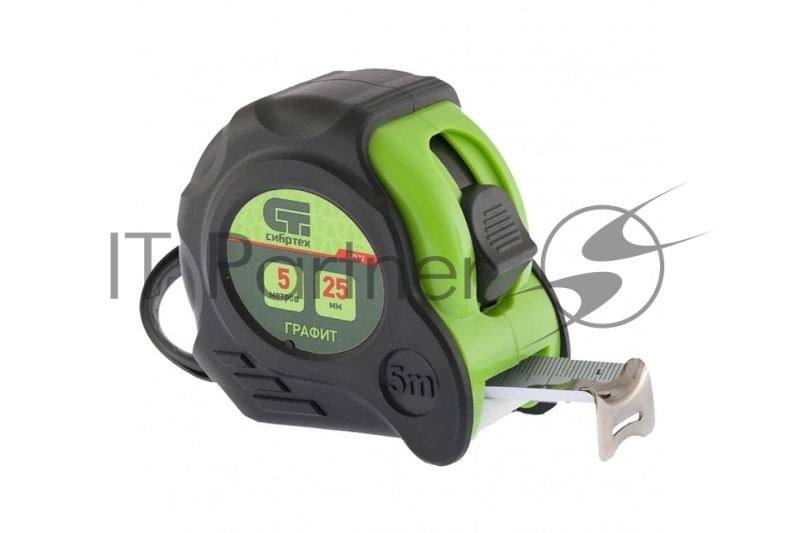 Рулетка Графит, обрезиненный корпус, амортизатор, 5 м х 25 мм// Сибртех
