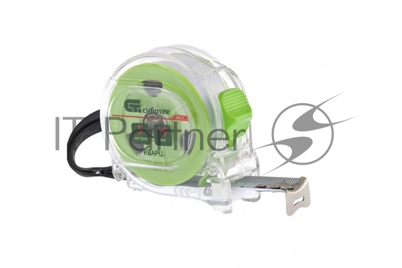 Рулетка Кварц, прозрачный корпус, амортизатор, 5 м х 19 мм// Сибртех