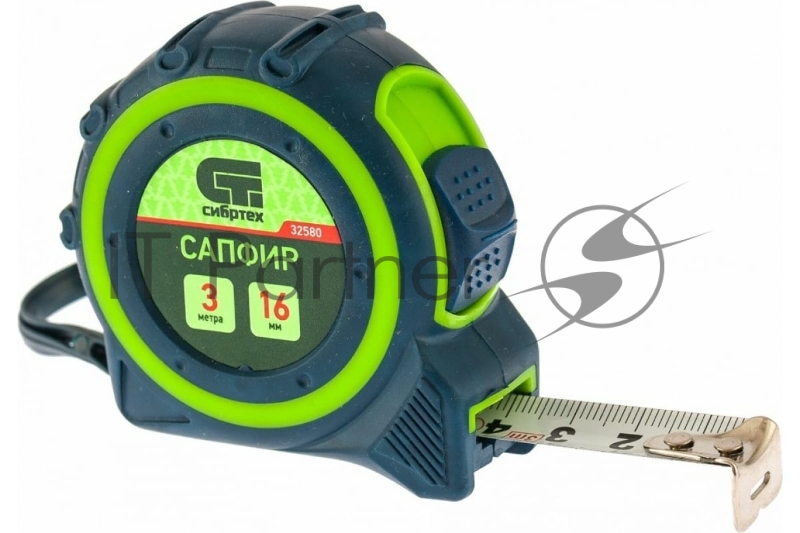 Рулетка Сапфир, двухкомпонентный корпус, 3 м х 16 мм// Сибртех